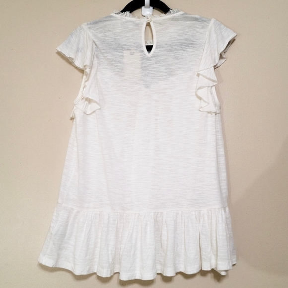 LUCKY Brand Top Womens Medium Embroidered‎ Mesh Top Ruffle Sleeves   Boho New - Picture 3 of 11
